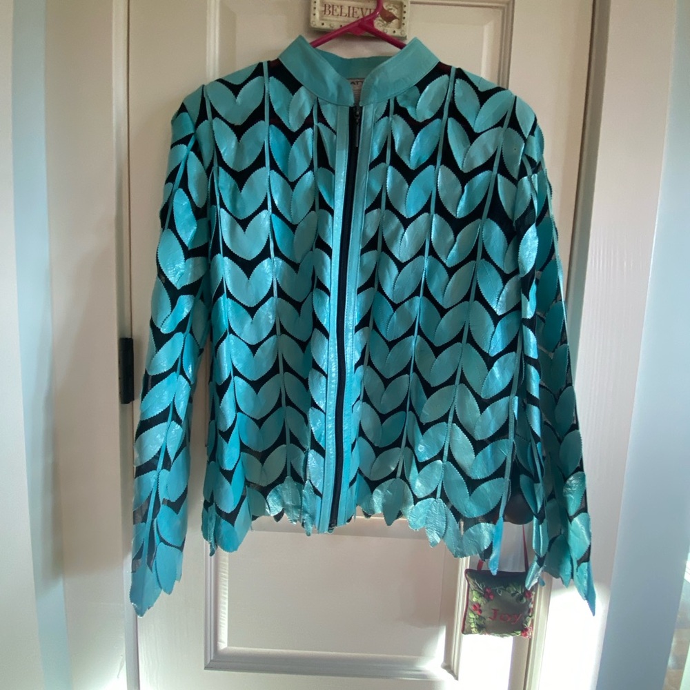 Leather Leaf Jacket on Sheer Black Shell